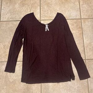 Women's Burgundy Long Sleeve Top